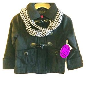 Adorable Little Girls Black Wool Dress Coat